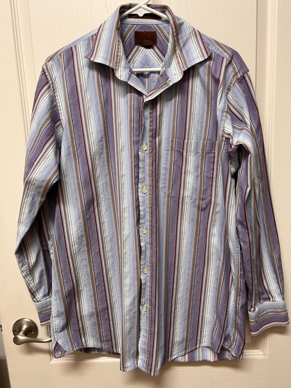 Born Men's Long-Sleeve Striped Button-Down Shirt in Blue and Purple